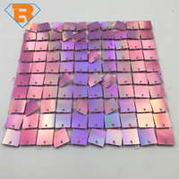 Panel latar belakang dinding payet persegi berkilauan ungu iridescent untuk pesta Halloween, Natal, ulang tahun, pernikahan, ramah lingkungan