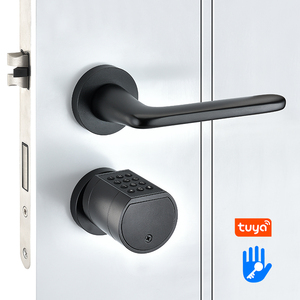 KK Tuya Smart Interior Puerta antirrobo de madera Cilindro de bloqueo de huellas dactilares Llave de aleación de aluminio Aplicación Conectividad Nube Sin agujero Cerradura TT - Product Image 2