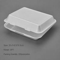 Boîte à lunch jetable en mousse à compartiment unique GP1 de 8 pouces, boîte d'emballage pour hamburger, boîte à hamburger biodégradable pour la restauration rapide