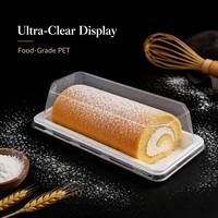 Boîte d'emballage alimentaire transparente jetable en PET avec couvercle blanc transparent pour la pâtisserie, gâteau, chocolat, plateau rectangulaire