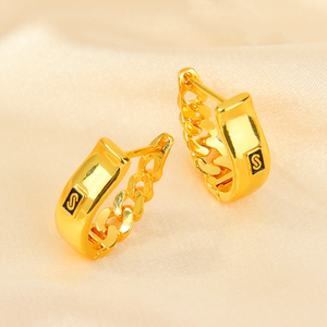 Latest Dubai Fashion Stud Earrings 21k Gold Plated Italian Luxury Zirconia Earrings Jewelry for Women Event Party - Product Image 2