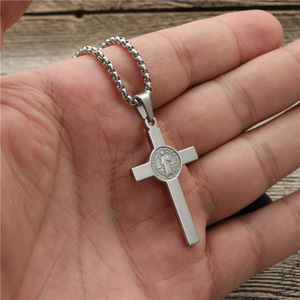 Stainless Steel <b>Cross</b> Pendant Necklace Unisex Fashion Jewelry Gift For Men Women Students Couples Hip Hop Style - Product Image 3