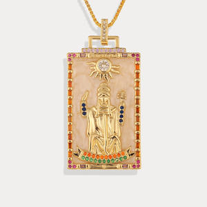 CZ smalto eremita giudizio morte collana pendente placcato oro tarocchi collana pendente per donna - Product Image 6