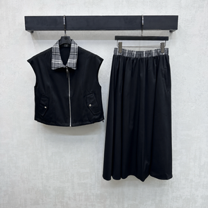 Conjunto de 2 Piezas para Mujer, Top Casual sin Mangas <span class=keywords><strong>con</strong></span> Cuello y Volantes, Minifalda Sólida en Línea A, para Uso Diario - Product Image 5