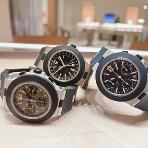 Bold Cushion <b>Case</b> Dual Time Zone Chronograph Automatic <b>Watch</b> Black Dial Rubber Strap Water Resistant - Product Image 1