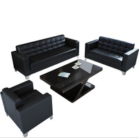 Ensemble de canapés de bureau modernes et luxueux 1 à 3 places, pour réception et salle d'attente des visiteurs, avec section en cuir PU pour salon de bureau