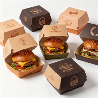 Emballage alimentaire à emporter pour la restauration rapide, boîte à hamburger, conteneur à emporter personnalisé avec logo de restaurant, boîtes à poulet frit en papier