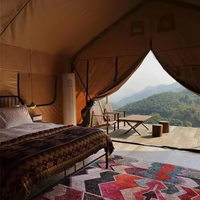 Tente de glamping en bois durable avec salle de bain, tissu PVC, abri extérieur pratique