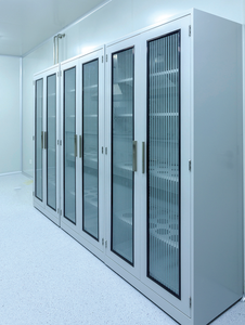 ארון כימיה מודרני דו-דלתי לאחסון ריאגנטים גבוה, עשוי פלדה ומתכת עם עיצוב פאנל עץ - Product Image 6