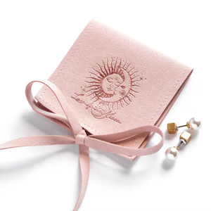 ถุงใส่เครื่องประดับกำมะหยี่พิมพ์โลโก้ได้  แบบมีเชือกผูก  ขนาดเล็ก สีชมพู - Product Image 1