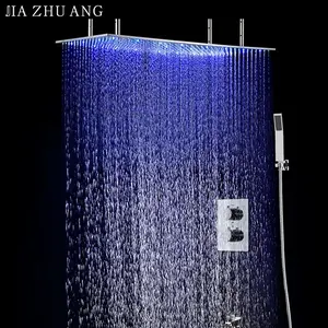 China factory supplier wholesale high pressure 304 stainless steel bathroom faucet thermostatic LED rain shower head set