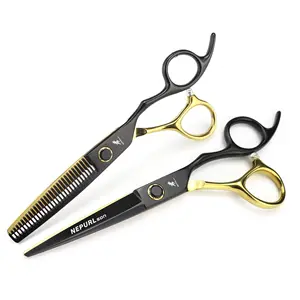 6.0 inch Hair Cutting Scissors Black gold bearing Hairdressing Salon Scissors Kit Stainless Steel Professional Customized LOGO