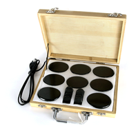 Kit de massage aux pierres chaudes RB professionnel de 16 pièces en basalte noir lisse avec contrôle de la durée, masseur facial Guasha pour le corps