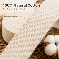 Sangle en coton naturel haute ténacité de 2 mm de large, 0,8/1/1,2/1,5/2 pouces (20/25/30/38/50 mm), accessoires pour sacs et ceintures, lot de 50