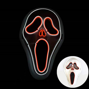 Nouveau Halloween en forme de V Vendetta Fox et Santa Claus Screaming Masque lumineux en plastique noir pour décorations festives - Product Image 3