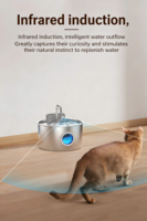 Fontaine à eau pour animaux de compagnie intelligente ultra-silencieuse en acier inoxydable durable de 3,2 L, design moderne écologique, pour chats et chiens, automatique