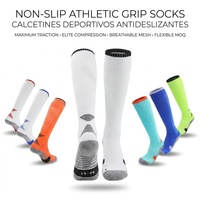 Chaussettes de football antidérapantes en gros, respirantes, avec points en caoutchouc, logo personnalisé, faible MOQ