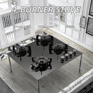 4 Ingebouwde Glazen Gaskookplaat Klasse Energiezuinig Keukenapparaat Voor Thuis Hotel Gebruik Draagbare Installatie Batterij Elektrische - Product Image 3
