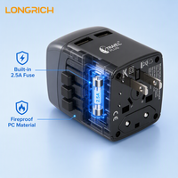 Adaptor Colokan Universal UK/US/AU/EU Tipe G/A/B/I Output AC dengan Dua Port USB untuk Penggunaan Laptop
