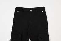 Pantalon cargo noir unisexe tendance streetwear, micro-évasé, empilé, en toile respirante, avec bretelles, pour hommes et femmes