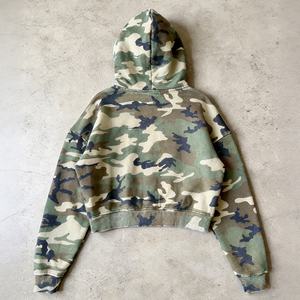 Sudadera con capucha de algodón 100% para hombre, estilo vintage, con cremallera, lavado ácido, estampado de camuflaje, con cuentas, serigrafía, efecto desgastado, corte cropped y holgado, ideal para primavera. - Product Image 3