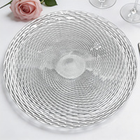 Assiettes de présentation rondes en verre transparent de haute qualité du Moyen-Orient, assiettes de dîner en verre durables pour banquets et décoration de table
