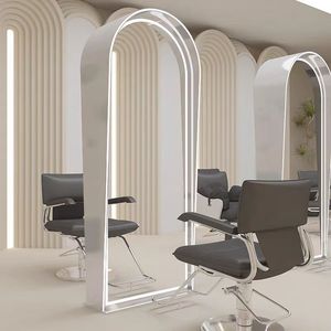 Estaciones de Barbería con Espejo, Espejos de Pared para Barbería, Estación de Salón Moderna y Sencilla con Iluminación LED - Product Image 3