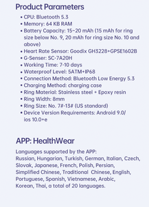 Anillo Inteligente con Monitor de <span class=keywords><strong>Apnea</strong></span> del Sueño, Anillo Inteligente de Salud con ECG de Alta Calidad, Anillo Inteligente con Monitor de Temperatura Corporal y Frecuencia Cardíaca para Hombres y Mujeres - Product Image 5