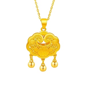 Collar con Cierre Dorado <span class=keywords><strong>de</strong></span> 24K, Chapado en <span class=keywords><strong>Oro</strong></span>, con Diseño <span class=keywords><strong>de</strong></span> Cerradura <span class=keywords><strong>de</strong></span> Bendición, para Niños, Estilo Antiguo, para Herencia Familiar - Product Image 1