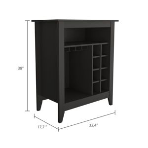 DB New Canaan Armario Bar de 6 Botellas con 1 Cajón y 1 Estante Negro Wengue - Product Image 5