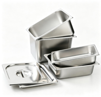 Ensemble de bacs Gastronorm en acier inoxydable 304 de 1/2 po pour aliments chauds et froids, idéal pour le stockage en cuisine