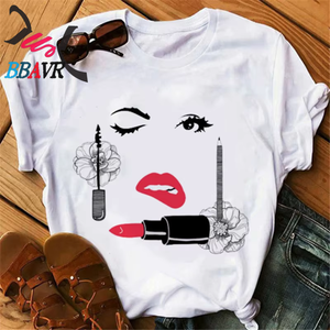 Camiseta de Manga Corta Estampada de Estilo Retro, Informal y a la Moda para Mujer, Venta al Por Mayor de Fábrica, Alta Calidad, Popular en Otoño - Product Image 4