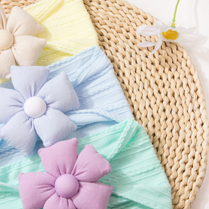 Çocuk saç aksesuarları bebek kız yenidoğan kafa bandı elastik çiçek kafa bandı Hairband yay naylon bebek kafa bandı - Product Image 3