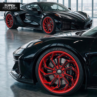 Jantes sport en alliage d'aluminium forgé Super Rollers Candy Rouge Noir 18 pouces 9J 5x114.3 à rayons éclairés et à déport profond pour Corvette