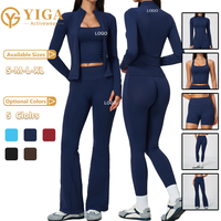 Pantalons de yoga ajustés, débardeur, pantalons de yoga évasés pour femmes, ensemble haut et pantalon, shorts de course sans couture, ensemble pantalon de yoga, veste personnalisée