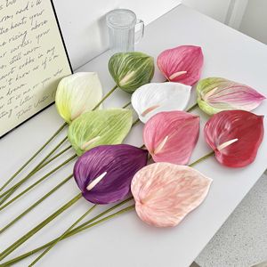 Fleur d'Anthurium Artificielle Yasunobu, Branche Unique en PVC, Décoration de Mariage, Accessoires de Photographie - Product Image 4