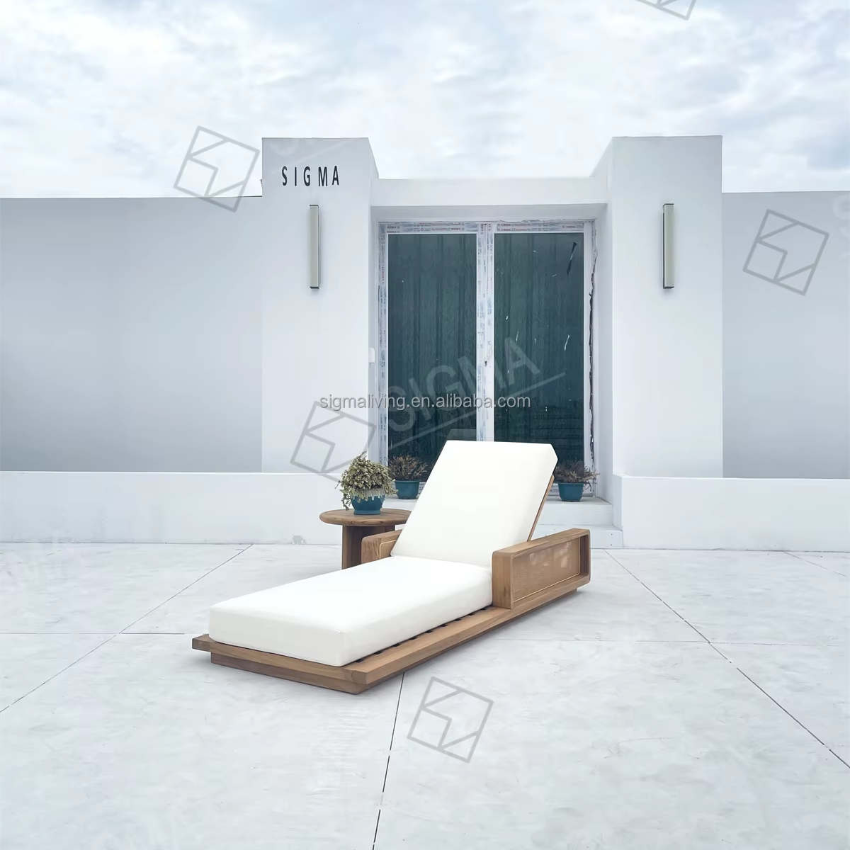 Factory All Weather Outdoor Furniture Modern Wood Chaise Garden Daybed Luxury Solid Wooden Teak Beach Sun Lounger