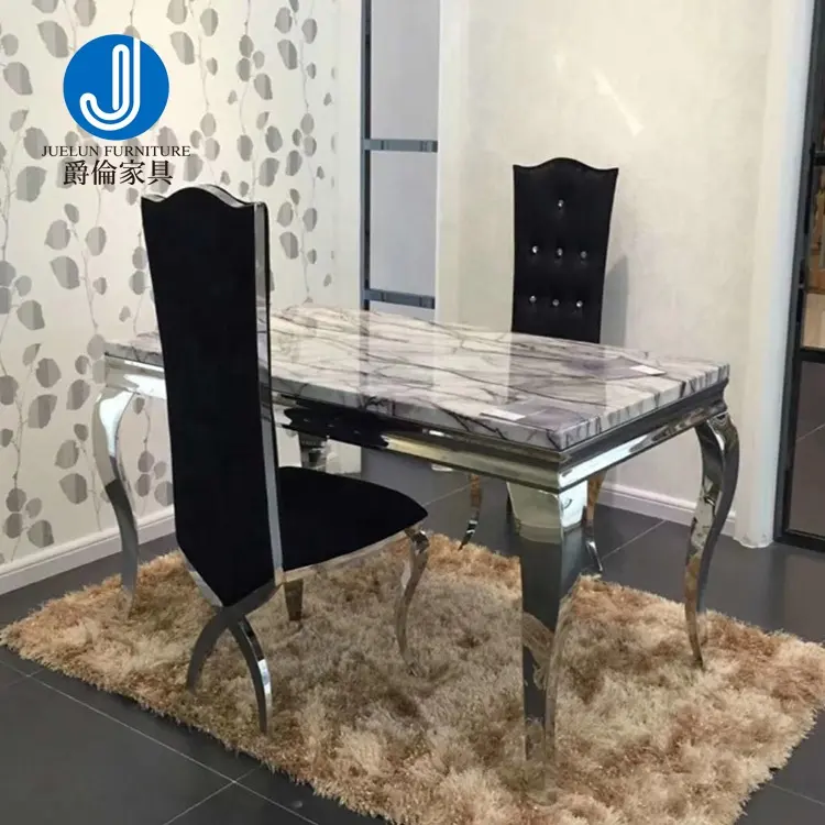 Marble stainless steel 4 seater dining table designs 4 seats home dining table set 4 seats dinner table set