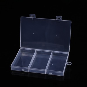 Boîte de rangement rectangulaire transparente à 3 compartiments avec couvercle rabattable pour cartes de visite et petits objets, organisateur de bureau - Product Image 3
