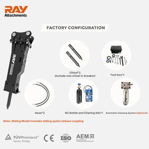Caja de Cambios Hidráulica de Alta Resistencia RAY ATTACHMENTS RHB125 para Excavadora de 15-18 Toneladas, para Trituración Secundaria en Canteras, Cincel de 125 mm - Product Image 5