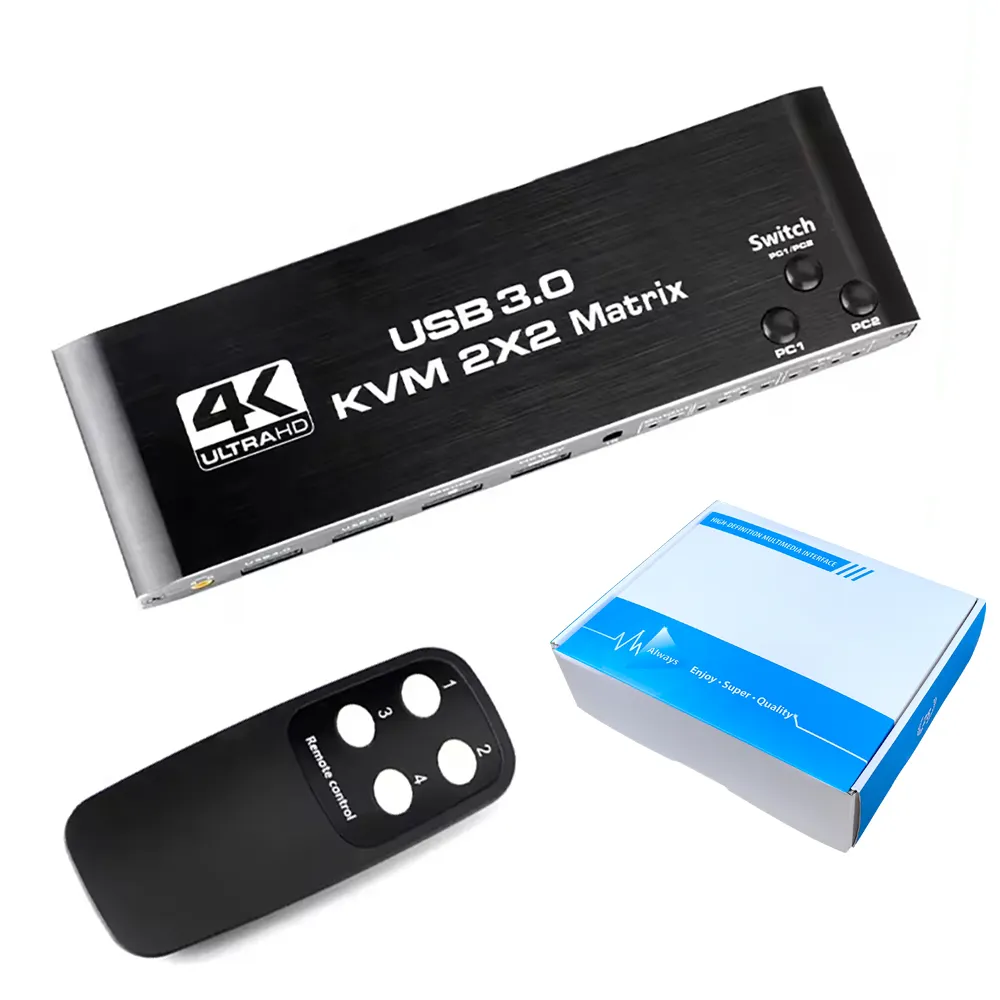 Justlink yeni USB3.0 KVM 2x2 matrix 4k 60hz çift monitör HDMI genişletilmiş ekran 2 2 out 2 bilgisayar için paylaş 2 monitörler