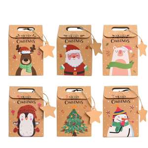 Festival de Navidad Santa Elf Muñeco de nieve Oso Reno Kraft Diseños con etiquetas de estrellas Goodie Regalo Cajas de dulces - Product Image 2