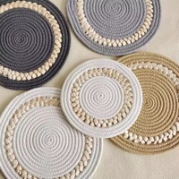 Sets de table ronds tressés en corde de coton et en feuilles de maïs, résistants à la chaleur et antidérapants, pour la décoration de la salle à manger et de la cuisine