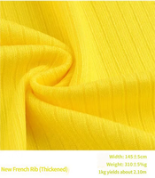 Tissu tricoté en rayonne et élasthanne, côtelé français épais 310 GSM, en stock usine, pour vêtements et tenues