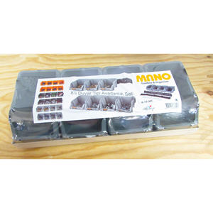 Juego de 8 Soportes para Herramientas Desmontables de Plástico Gris para Organización de Oficina - Product Image 1