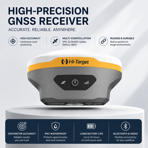 เครื่องมือสำรวจ GNSS RTK ระดับอุตสาหกรรม Hi Target V600L 1408 ช่องสัญญาณ เลเซอร์ กล้องคู่ ฟังก์ชันสำรวจแบบ IMU Tilt 60 องศา - Product Image 1