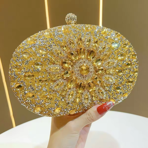 Sac à main de luxe élégant et polyvalent pour femme, motif tournesol, avec strass incrustés, idéal pour les soirées et comme petit sac bandoulière. - Product Image 2
