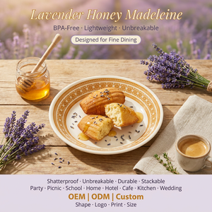 <span class=keywords><strong>Assiette</strong></span> de dessert ronde en mélamine dorée de 5,5 pouces, style européen, pour la maison, vente en gros OEM/ODM, idéale pour les fêtes du thé et les coffrets cadeaux. - Product Image 1