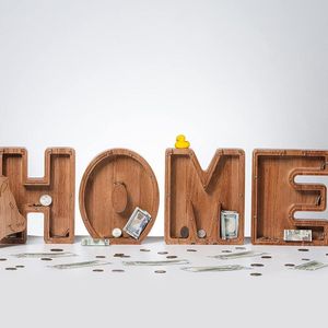 Hucha de madera con forma de letra S y cristal transparente, diseño creativo, caja de dinero portátil para regalo o uso personal - Product Image 2