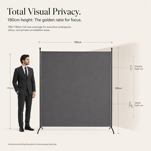 Divisorio Portatile per Ufficio 180x180cm con Telaio in Acciaio e Schermo in Tessuto 180g per Partizione del Posto di Lavoro, Distribuzione all'Ingrosso - Product Image 5